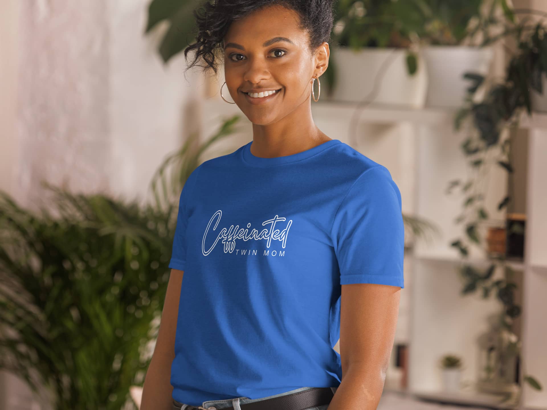 Caffeinated twin mom - shirt royal blue
