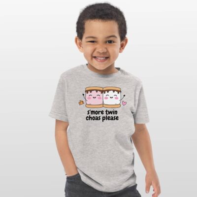toddler smore twin chaos funny shirt grey