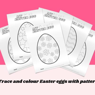 6 Trace and colour easter eggs with patterns