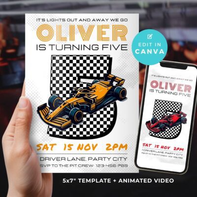 Race Car Birthday Invitation Template