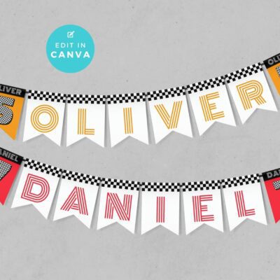 Race car birthday bunting template
