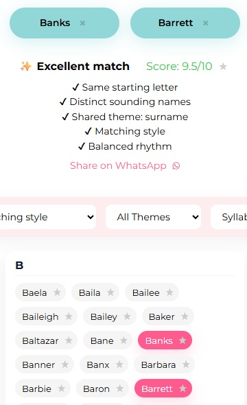 Barrat Banks Twin Baby Name Pairing Tool