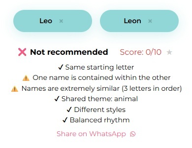 Leo and Leon twin baby name match